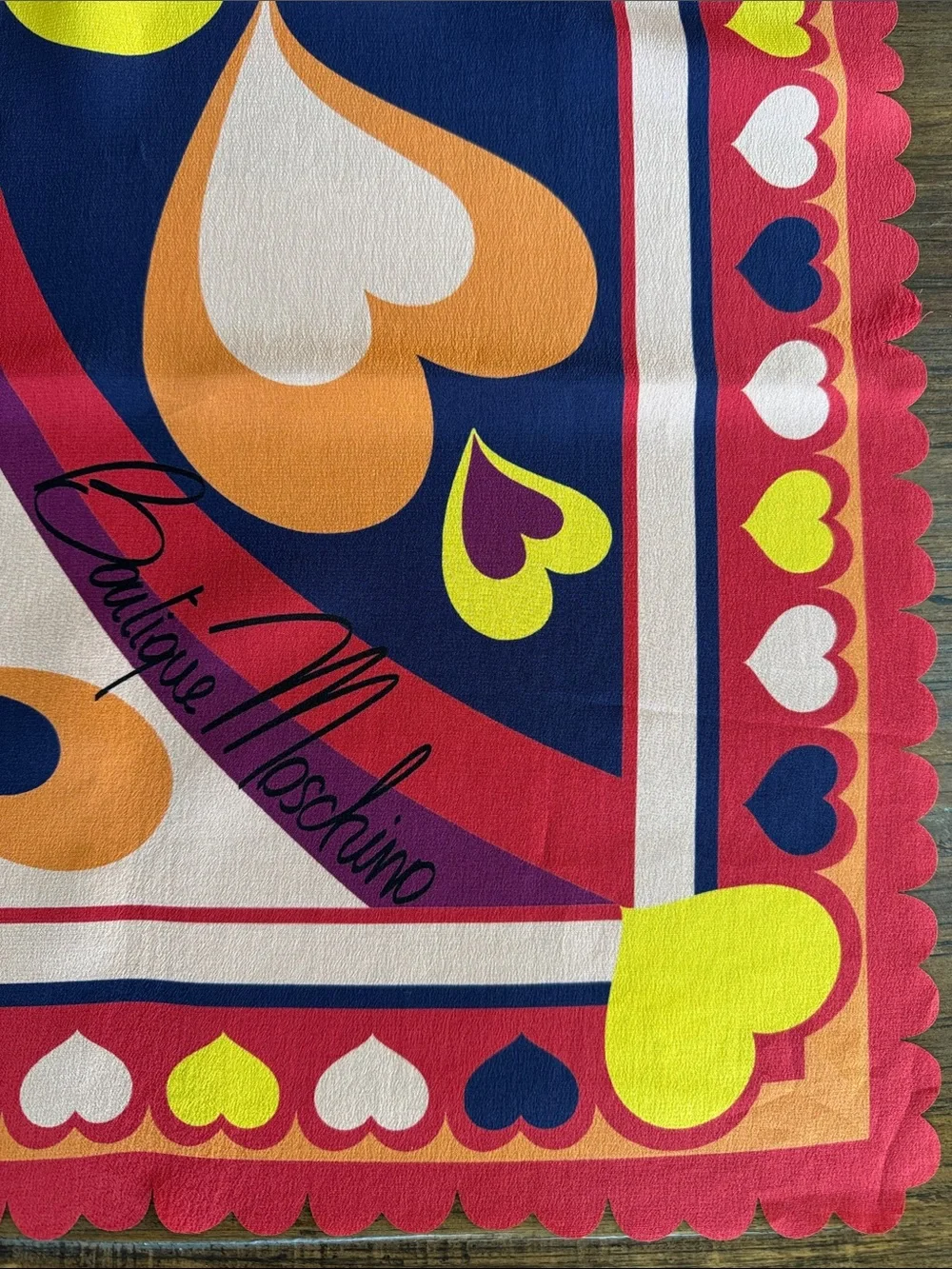 Boutique Moschino Olive Oyl Heart Silk Scarf Psychedelic NWT